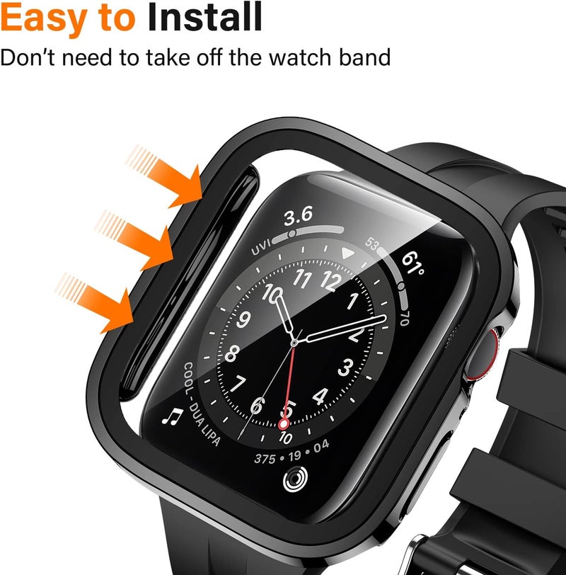 Amizee 2 Pack Compatible with Apple Watch Case 44mm Series 6/5/4/SE with Built-in Screen Protector, Hard PC Case Straight Edge Ultra Thin Anti-Scratch Protective Cover for iWatch 44mm (Black) - Image 3